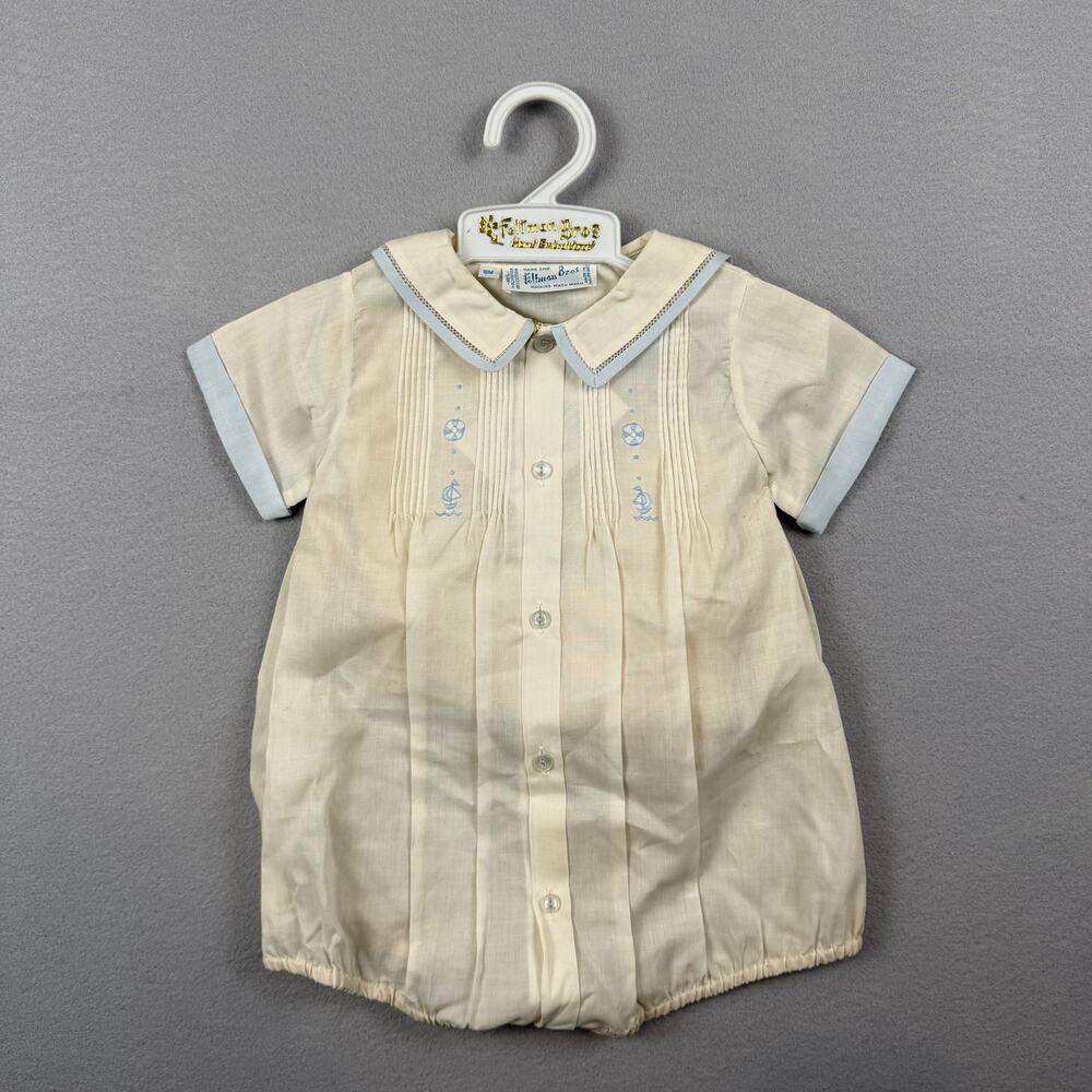 Vintage Feltman Bros Baby Sailor Bubble Romper 12 Months NWT
